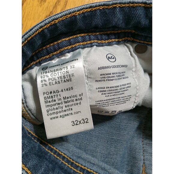 AG ADRIANO GOLDSCHMIED Jeans Mens 32 X 32 BLUE Distressed Hole Preowned Summer - Picture 6 of 15